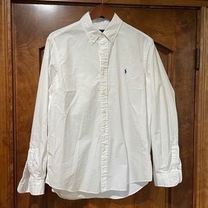 Ralph Lauren White Poplin Button Down Large Polo